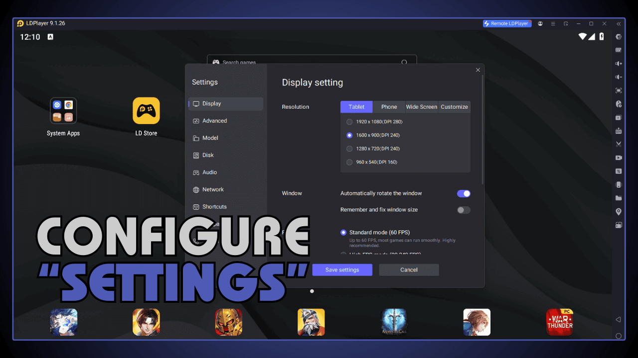 Configure Emulator Settings